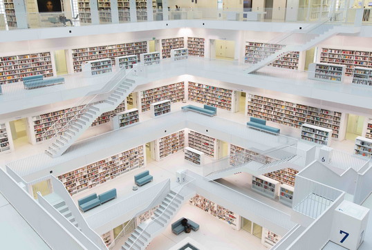 Titelbild: Library, Stuttgart, Stadtbibliothek, futuristisch, modern