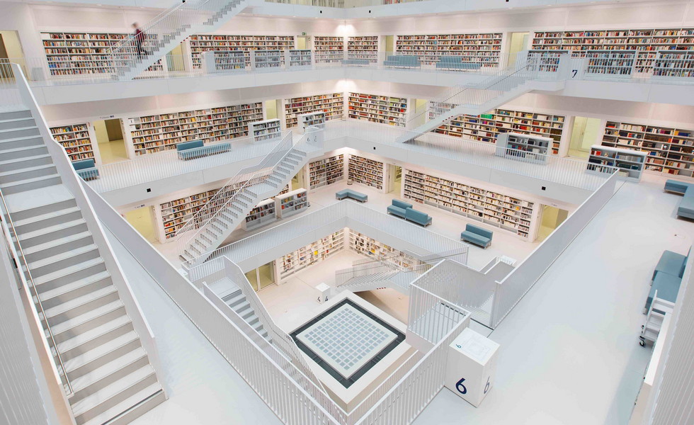 Library, Stuttgart, Stadtbibliothek, futuristisch, modern, Innenansicht