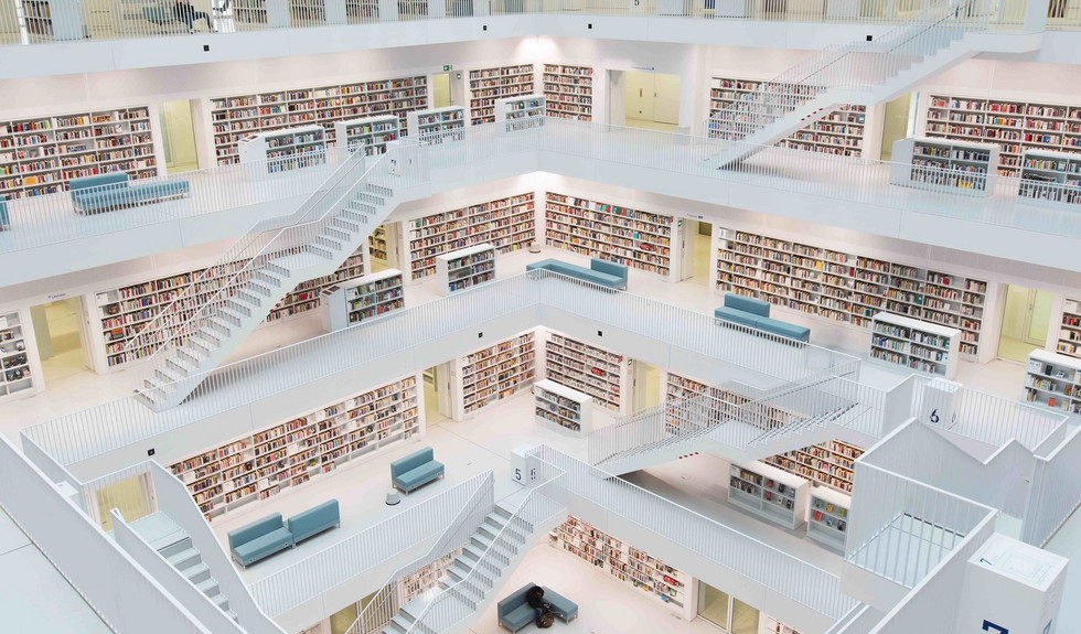 Titelbild: Library, Stuttgart, Stadtbibliothek, futuristisch, modern